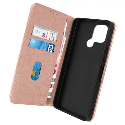 Futrola za Xiaomi Redmi A1 i A2, preklopna, novčanik i stalak za video, ružičasto zlatna