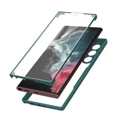 Navlaka Samsung Galaxy S22 Ultra Stražnji Plexiglas i Prednji Polimer Obrub zeleni