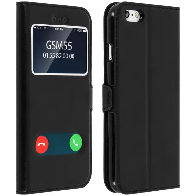 Futrola iPhone 6/iPhone 6S preklop dvostruki prozor silikonski gel - crna