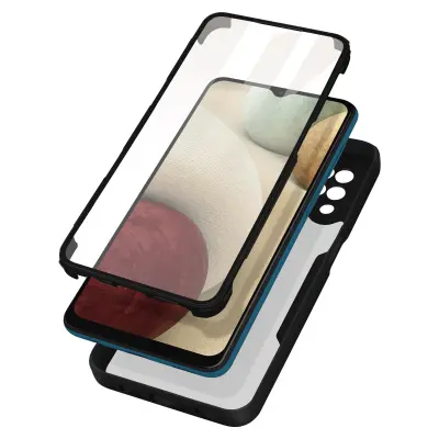 Navlaka Samsung Galaxy A12 Stražnji Plexiglas Prednji Polimer Obrub crni