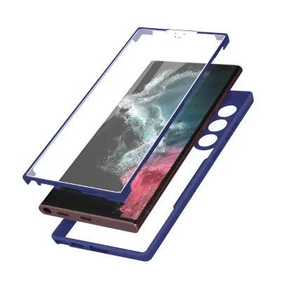 Navlaka Samsung Galaxy S22 Ultra Stražnji Plexiglas i Prednji Polimer Obrub plavi