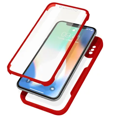 Maska iPhone X i XS pleksiglas leđa polimer ojačani kutovi crveni rub