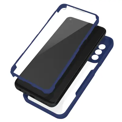 Maska Oppo A74 5G i A54 5G pleksiglas leđa polimer prednja plavi rub