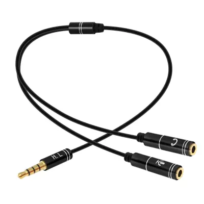 Audio adapter Jack 3.5mm na Mikrofon i Slušalice Kompaktan 30cm Crni