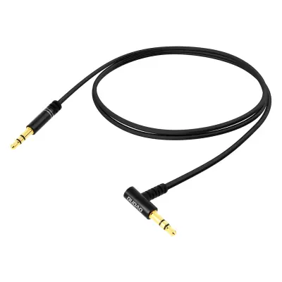 Audio Jack 3.5 mm muški-muški pomoćni kabel kutni 90° 1m - crni