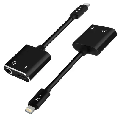 Audio i adapter za punjenje iPhone na Lightning i Jack 3.5mm Ženski Crni