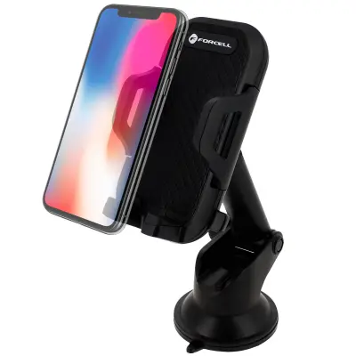 Auto Nosač Smartphone 47 do 95mm Pričvršćivanje Vakuumska Prisavka Rotacija Forcell - Crni