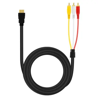 HDMI na 3x RCA muški kabel audio i video adapter 1.5m LinQ crni