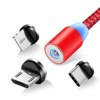 USB na Lightning, USB-C i Micro-USB kabel za punjenje 2.4A 1m - crveni
