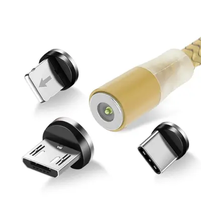 USB na Lightning, USB-C i Micro-USB kabel za punjenje 2.4A 1m - zlatni