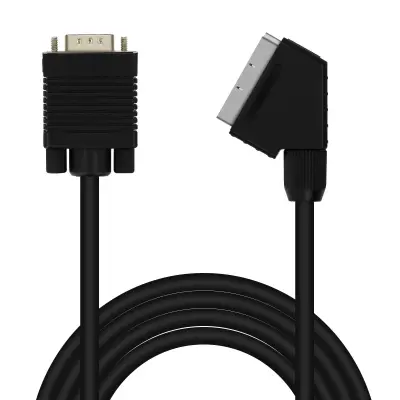 Video kabel VGA muški na Scart muški 1.8m, LinQ - crni