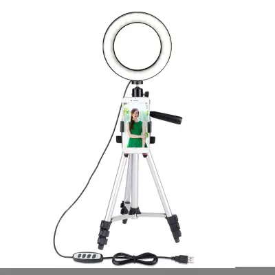 Tronožac Smartphone Rotacija 360° Ugrađene LED Maksimalna Visina 1m - Srebrni