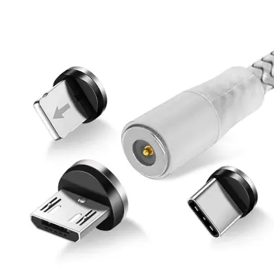 USB na Lightning, USB-C i Micro-USB kabel za punjenje 2.4A 1m srebrni