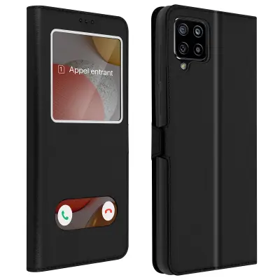 Maska Samsung Galaxy A42 5G integrirana futrola s dvostrukim prozorom, video podrška, crna