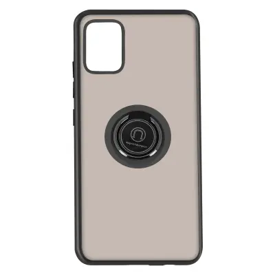 Navlaka Samsung Galaxy A51 Bi-materijal Metalni Prsten Funkcija Postolja crna