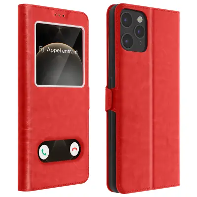 Futrola Apple iPhone 12 / 12 Pro integralna dvostruki prozor video stalak crvena