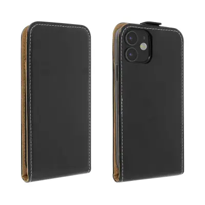 Torbica za Apple iPhone 12 / 12 Pro vertikalni preklop zaštita držač kartica crna
