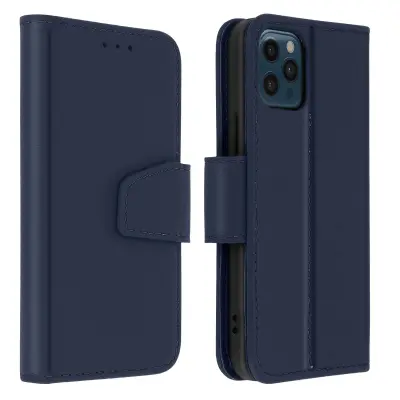 Futrola iPhone 12 Pro Max kožna držač kartica Premium funkcija stalka tamnoplava
