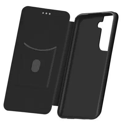 Samsung Galaxy S21 preklopna torbica, držač kartica, remen, efekt karbona, crna