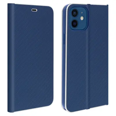 Futrola iPhone 12 / 12 Pro držač kartica video stalak karbon efekt tamnoplava