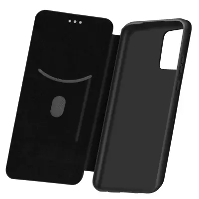 Samsung A52 i A52s preklopna torbica s držačem kartica i remenom s efektom karbona, crna