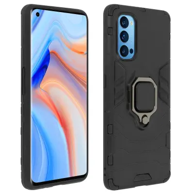 Maska Oppo Reno 4 Pro 5G hibridna antišok metalni prsten stalak crna