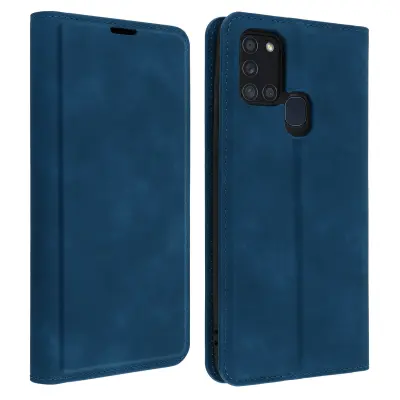 Maska Samsung Galaxy A21s Soft Touch držač kartice funkcija postolja tamnoplava