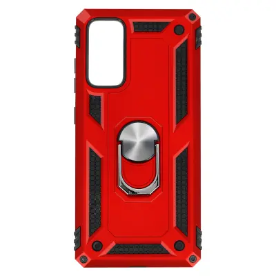 Navlaka Samsung Galaxy S20 FE Otporna na Udarce Bi-materijal Prsten Video Postolje crvena
