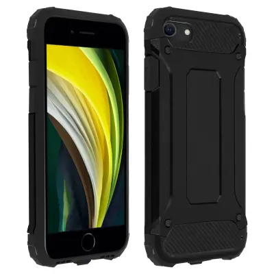 Maska iPhone SE 2022/2020 i 8/7 dvo-materijalna reljefni dizajn antišok crna