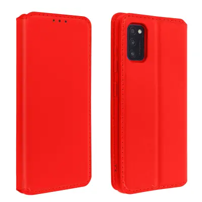 Samsung A41 preklopna torbica s držačem kartica i funkcijom tankog i elegantnog postolja, crvena
