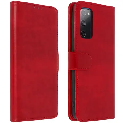 Samsung Galaxy S20 FE preklopna torbica, vintage, držač kartica, funkcija postolja, crvena