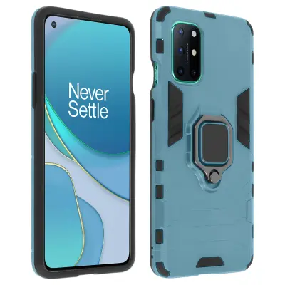 Maska OnePlus 8T hibridna antišok metalni prsten stalak plava