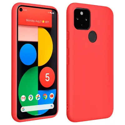 Maska Google Pixel 5 Polutvrdi silikon Soft Touch Crvena