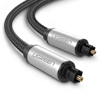 UGREEN AV108 Toslink audio optički kabel, pleteni aluminij, 1,5 m (sivi)