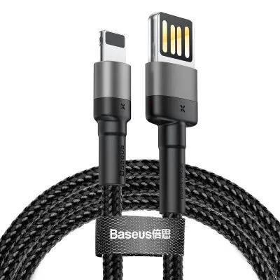 Lightning USB kabel (obrnuti) Baseus Cafule 2.4A 1m (sivo-crni)