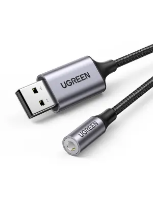 UGREEN CM477 audio adapter, USB na 3,5 mm mini jack AUX (sivi)