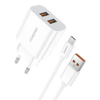 Foneng brzi punjač 2x USB EU45 + USB Micro kabel