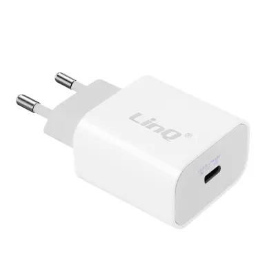 Zidni punjač USB Tip C Power Delivery 18W Brzo punjenje LinQ Bijeli