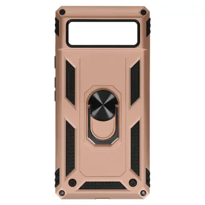 Maska Google Pixel 6 Antišok Dvo-materijalna Prsten Stalak Rose Gold