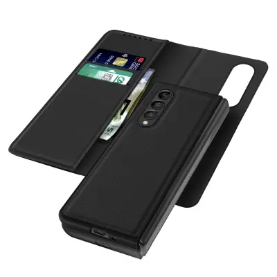 Maska za Samsung Z Fold 3 preklopna magnetska odvojiva novčanik crna