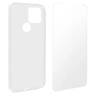 Maska Google Pixel 5 Meka + Kaljeno staklo 9H - Prozirna