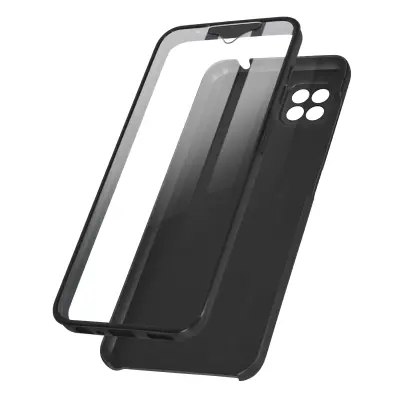 Navlaka Samsung Galaxy A22 5G Stražnja Kruta crna i Prednja Mekana Transparentna