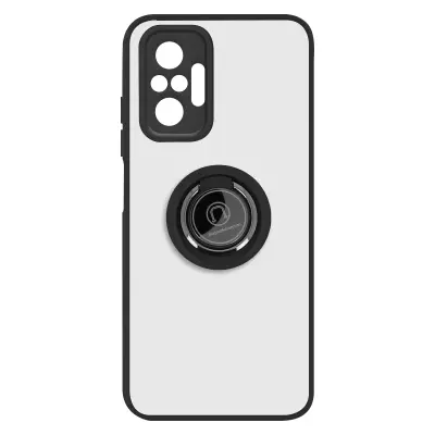 Maska Redmi Note 10 Pro dvo-materijalna metalni prsten funkcija stalka crna