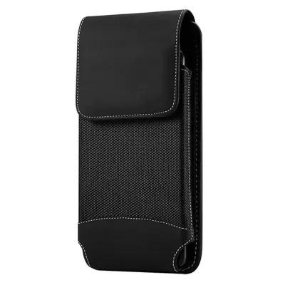 Vertikalna univerzalna torbica za pojas pametni telefon najlon karabiner kopča crna