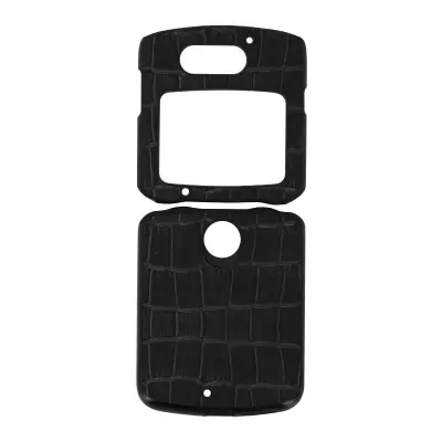 Maska Motorola Razr 5G kruta iz 2 dijela croco efekt crna