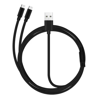 USB na 2x USB-C kabel 2A brzo i sigurno punjenje robusni 3m crni