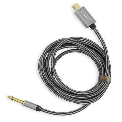 USB muški na Jack 6.35mm muški kabel tkani najlon 3m LinQ sivi