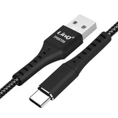 USB na USB-C 5A brzo punjenje tkani najlon protiv petljanja LinQ crni