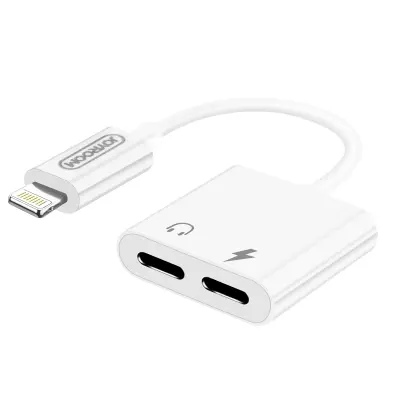 Audio i adapter za punjenje iPhone na Double Lightning Kompaktan dizajn Bijeli