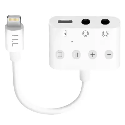 Audio/punjenje adapter Lightning na Lightning i Double Jack 3.5mm 12cm Bijeli
